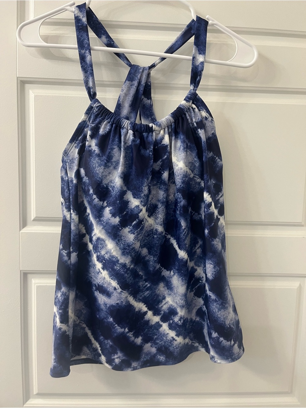 Kona Sol Navy and White Tie-Dye Halter Camisole